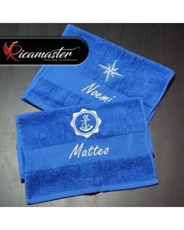 Asciugamani di coppia ricamati personalizzabili - Marine