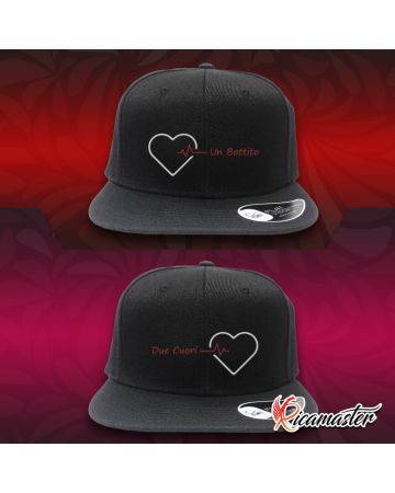 Coppia di cappelli SnapBack - Linea Forever San Valentino - Cuori ECG