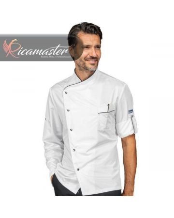 Giacca Cuoco Chef Manhattan manica lunga con alamaro Isacco bianco