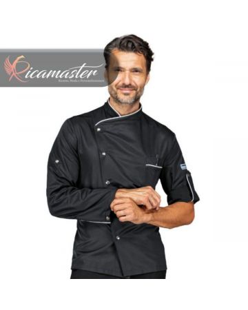 Giacca Cuoco Chef Manhattan manica lunga con alamaro Isacco nero