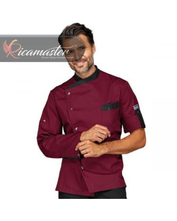 Giacca Cuoco Chef Manhattan manica lunga con alamaro Isacco bordeaux