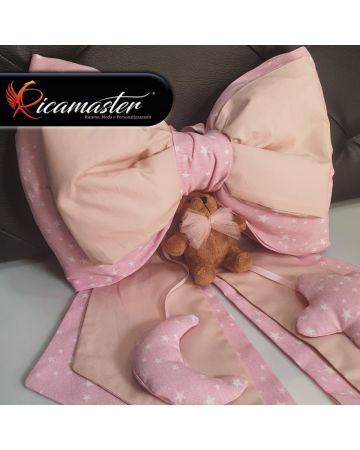 Coccarda Fiocco Nascita orsetto rosa cipria personalizzato