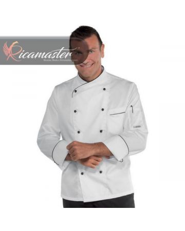 Giacca Cuoco Chef Panama manica lunga con Isacco bianco nero