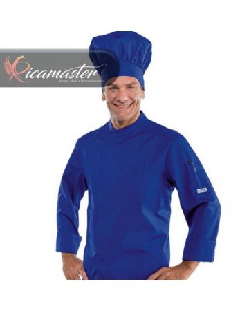 Giacca Cuoco Chef Bilbao manica lunga Isacco royal blue