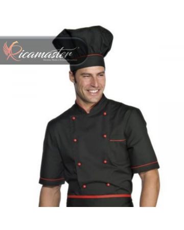 Giacca Cuoco Chef Alicante manica corta Isacco nero rosso