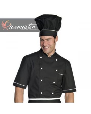Giacca Cuoco Chef Alicante manica corta Isacco nero bianco