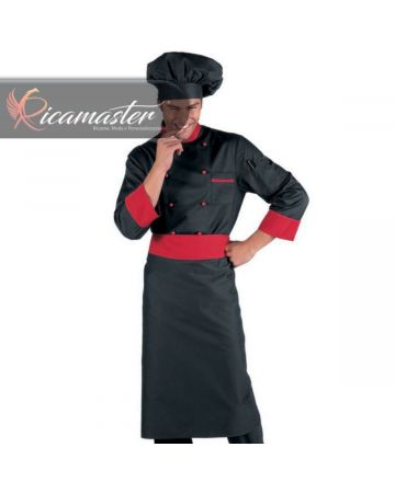 Grembiule Cuoco Chef 95x70 Rondin Isacco nero rosso